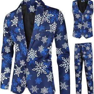 Amazon Blue Snowflake Suit Pants & Jacket NWT